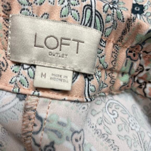 Loft Paisley Shorts Pull On Womens Size Medium Peach Light Pink Lightweight - Picture 4 of 6